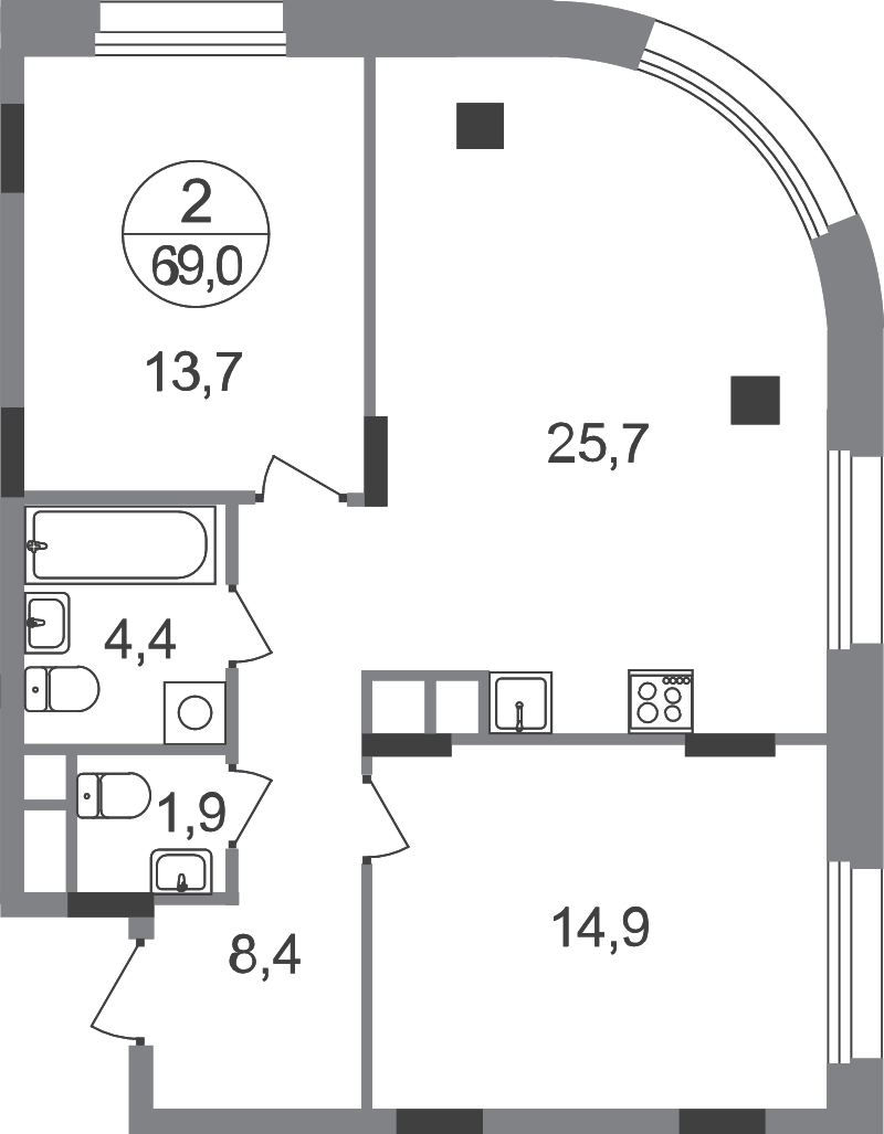 Продажа 2-комн квартиры в новостройке Заречье п., Каштановая ул.,  к. 6.1