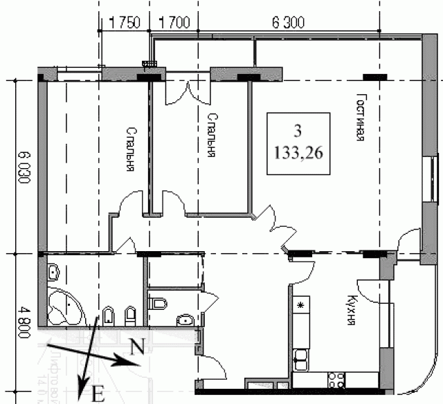 Планировка ЖК Ближняя дача,  м2