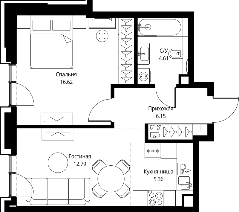 Продажа 1-комн квартиры в новостройке Москва г., Мира пр-кт,  к. 2