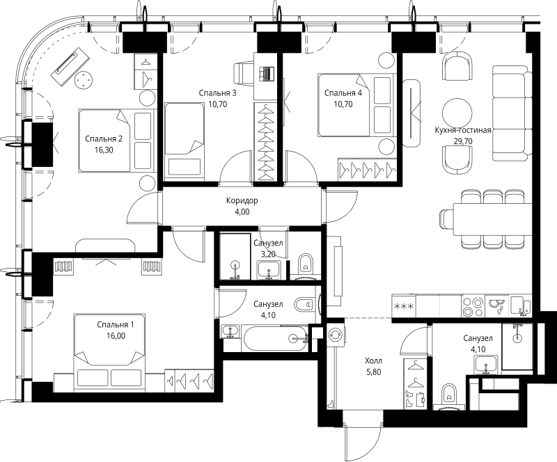 Продажа 4-комн квартиры в новостройке Москва г.,  Волоколамское ш.,  к. Pacific 1