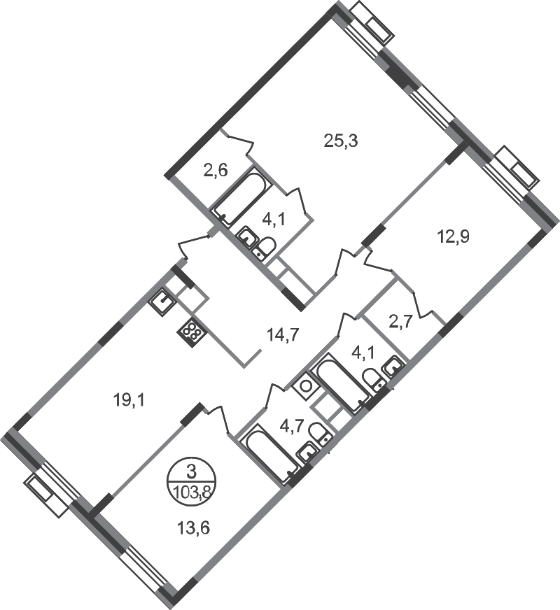 Продажа 3-комн квартиры в новостройке Заречье п., Каштановая ул.,  к. 6.2