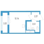 Планировка ЖК AEROCITY 4, 12.14 м2