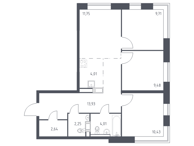 Продажа 3-комн квартиры в новостройке Староселье д.,  к. 11