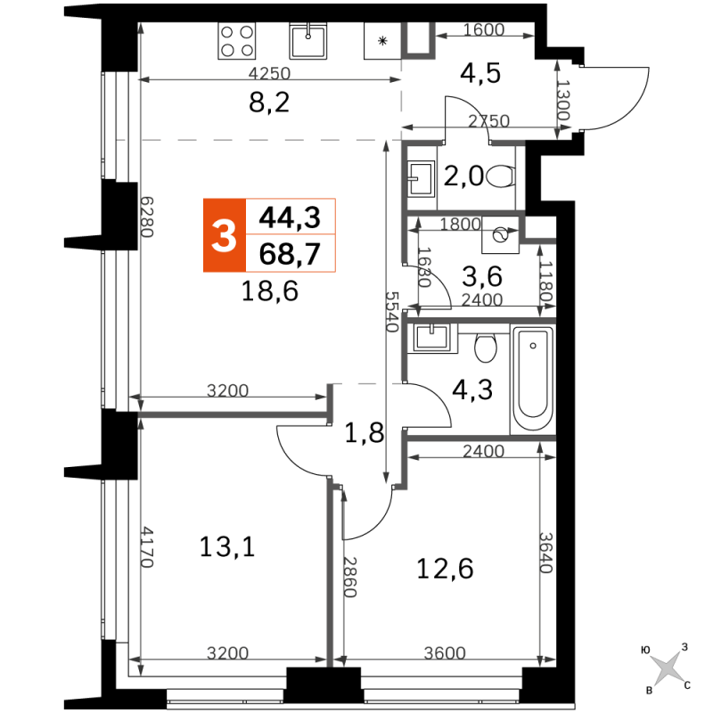 Продажа 2-комн квартиры в новостройке Москва г., Розанова ул.,  к. 5