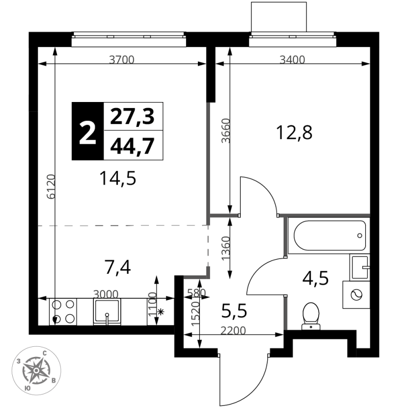 Продажа 1-комн квартиры в новостройке Москва г., Амурская ул.,  к. 1