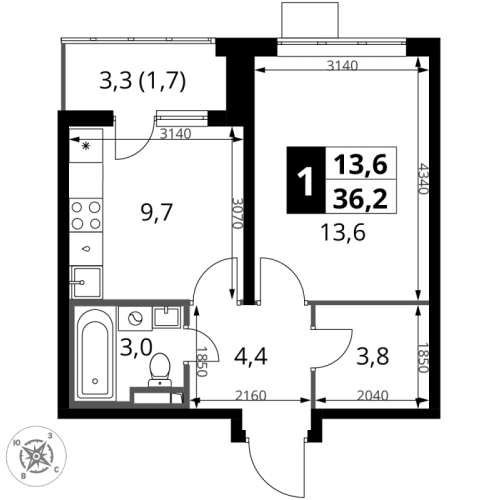 1-комн квартира Сапроново д., Калиновая ул.,  к. 4