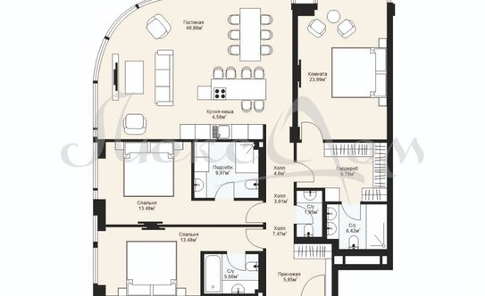 Продажа 4-комн квартиры на вторичном рынке Поклонная улица