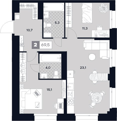 Продажа 2-комн квартиры в новостройке Москва г., Лодочная ул.,  к. 2