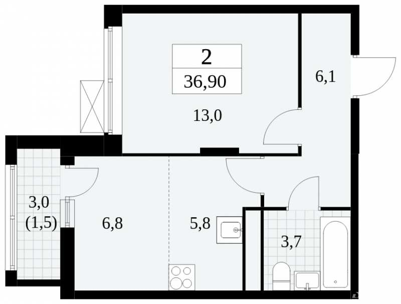 Продажа 2-комн квартиры в новостройке Прокшино, ЖК Прокшино, 8, корп.6