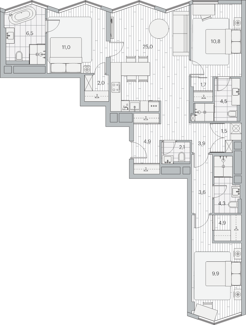 Продажа 3-комн квартиры в новостройке Москва г., Береговой проезд,  к. 1