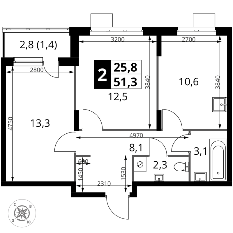 Продажа 2-комн квартиры в новостройке Сапроново д., Калиновая ул.,  к. 5