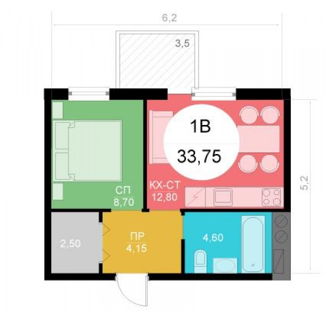 Планировка ЖК Эдальго, 8.7 м2