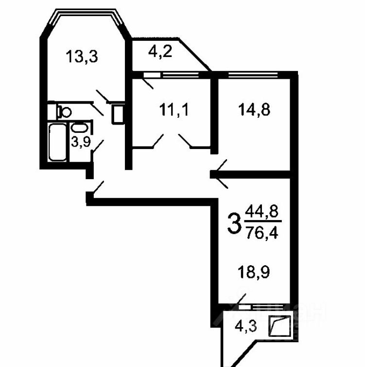 Продажа 3-комн квартиры на вторичном рынке улица Летчика Грицевца, 12
