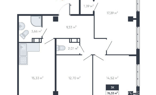 Продажа 3-комн квартиры на вторичном рынке Мурино г, Шоссе в Лаврики ул,  д. 93