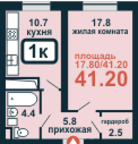 Планировка ЖК Красная горка 2, 17.8 м2
