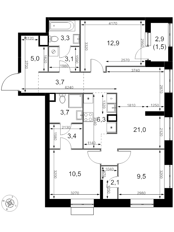 Продажа 3-комн квартиры в новостройке Москва г., Амурская ул.,  к. 4