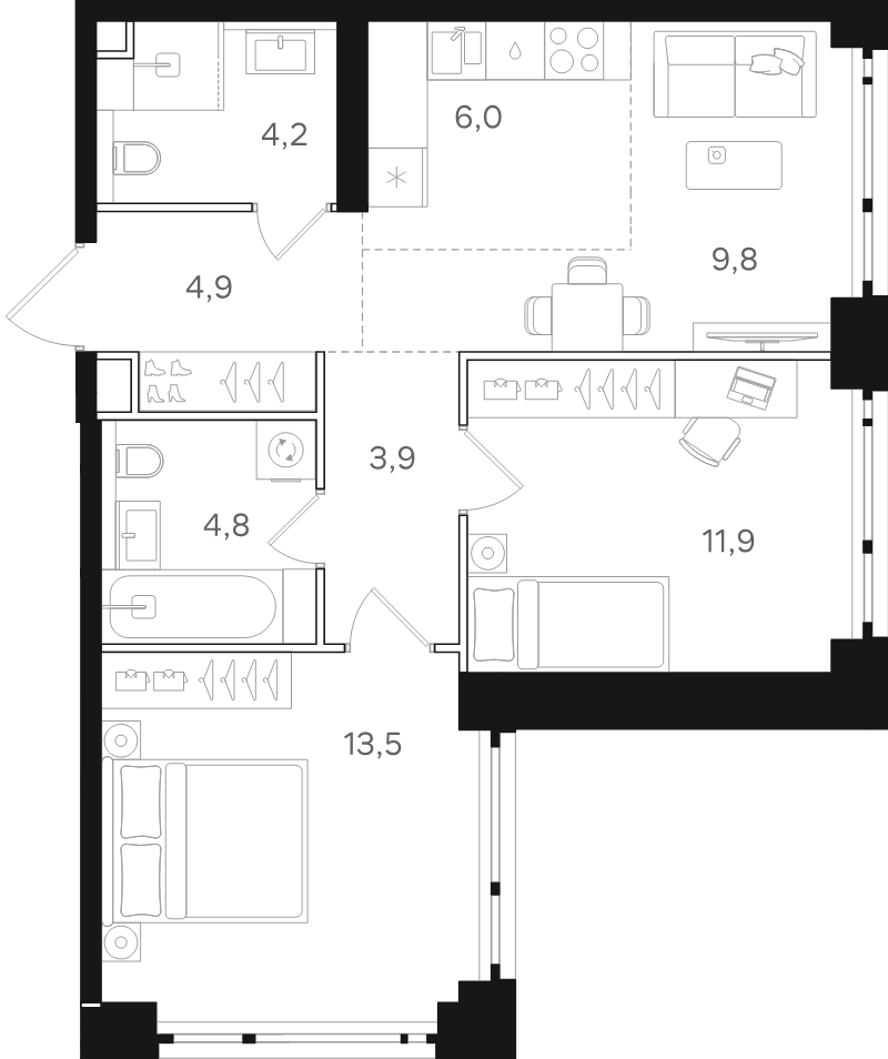 Продажа 2-комн квартиры в новостройке Москва г., Открытое ш.,  к. 5