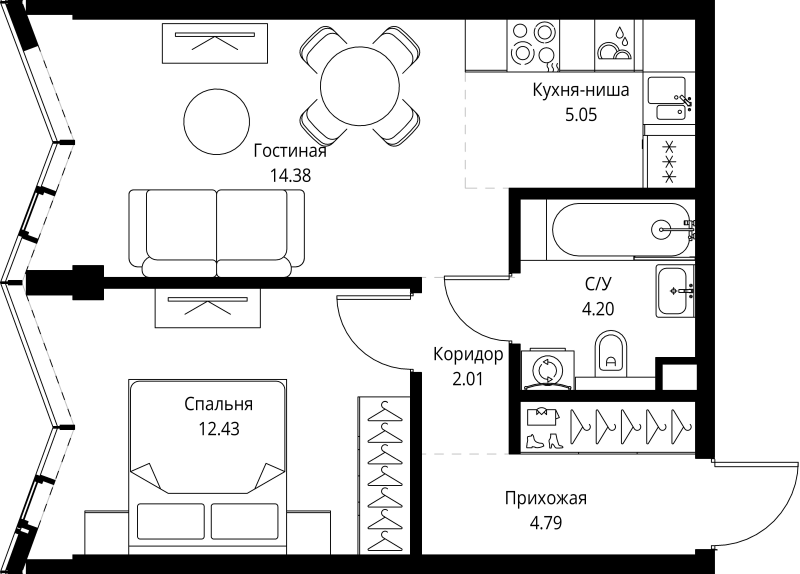 Продажа 1-комн квартиры в новостройке Москва г., Мира пр-кт,  к. 3
