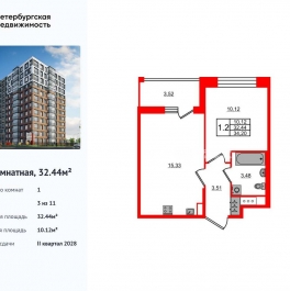 Продажа 1-комн квартиры в новостройке проспект Большой Смоленский