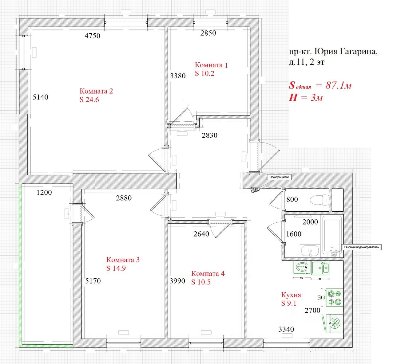 Продажа 4-комн квартиры на вторичном рынке проспект Юрия Гагарина, 11