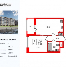Продажа 1-комн квартиры в новостройке Октябрьская набережная