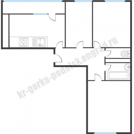 Планировка ЖК Красная горка, 47.35 м2