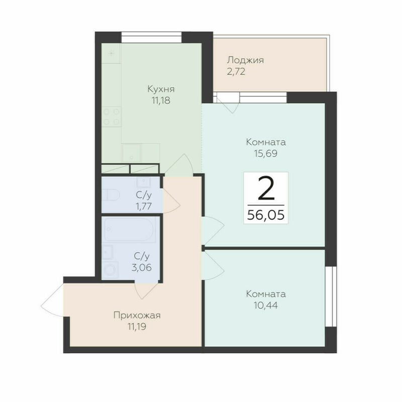 Продажа 2-комн квартиры в новостройке Лупполово д., Приозерское ш.,  к. 5