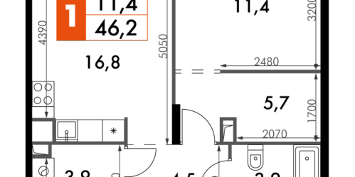 1-комн квартира Москва г., Снежная ул.,  к. 1