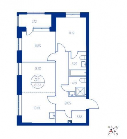 Планировка ЖК Квартал на набережной NOW, 23.02 м2