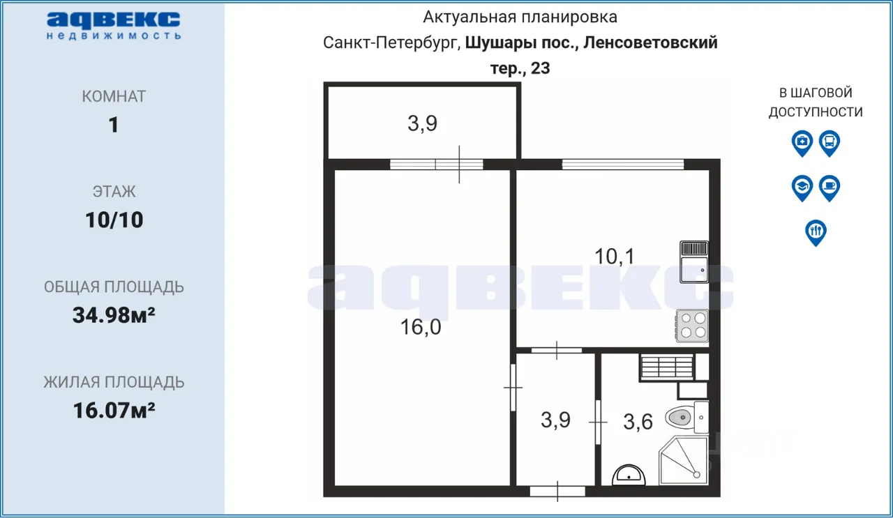 Продажа 1-комн квартиры на вторичном рынке пос. Шушары, Ленсоветовский тер., 23