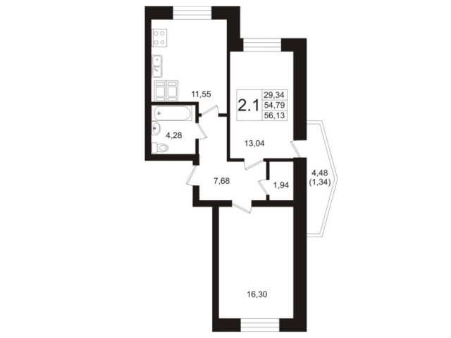 Планировка ЖК Пулковский, 29.34 м2