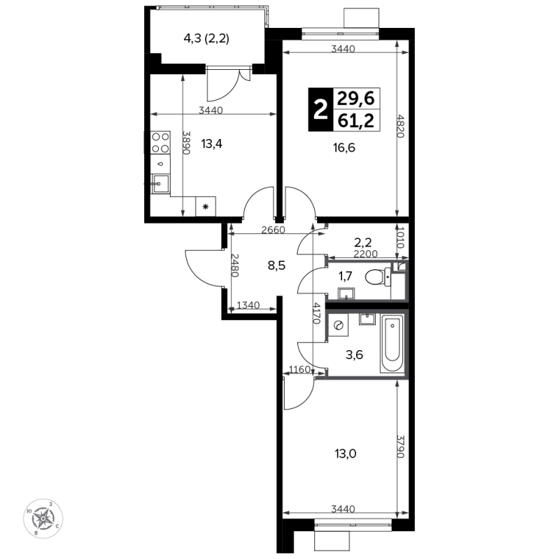 Продажа 2-комн квартиры в новостройке Битца п., Варшавское ш.,  к. 11