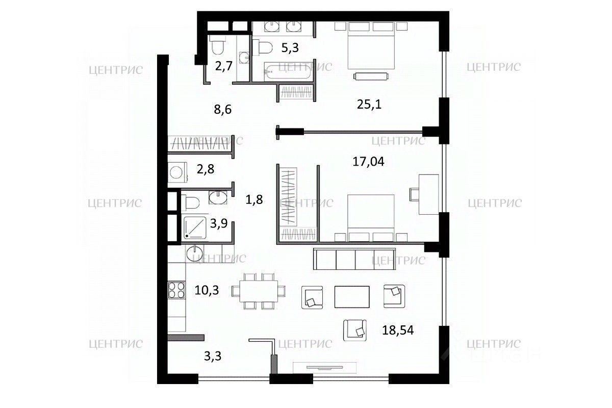 Продажа 3-комн квартиры на вторичном рынке улица Усачева, 15А