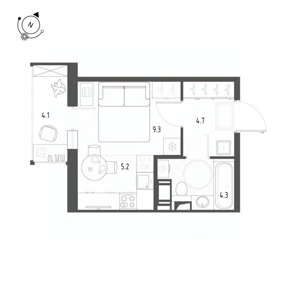 Продажа студии пос. Шушары, улица Чудовская, 14к1