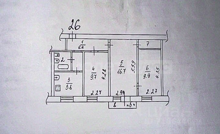 Продажа 3-комн квартиры на вторичном рынке Южный мкр, улица Ленина,  д. 22