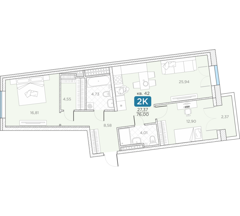 Продажа 2-комн квартиры в новостройке Санкт-Петербург г., Новгородская ул.,  к. 14А