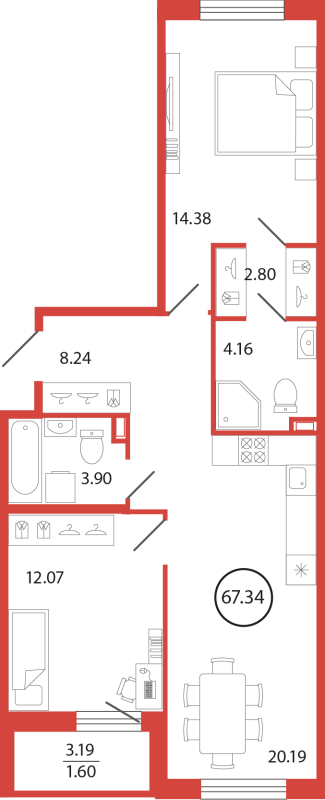 Продажа 2-комн квартиры в новостройке Бугры п., Дорога в Мурино,  к. 18
