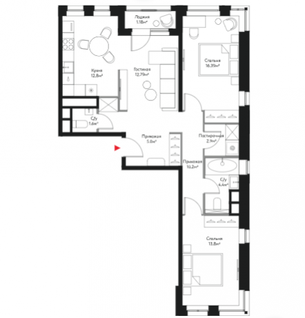 Планировка ЖК Время, 30.19 м2