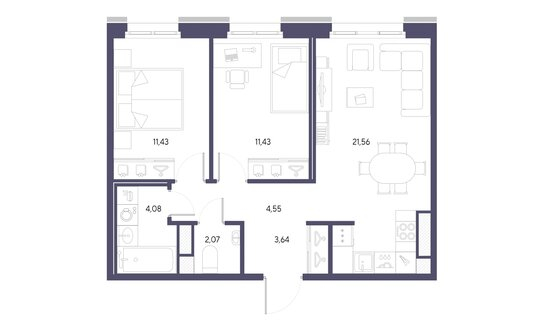 Продажа 2-комн квартиры на вторичном рынке ул Графова,  д. 2