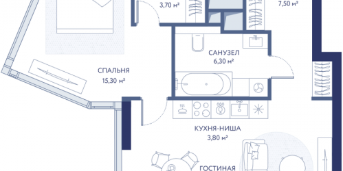 1-комн квартира Москва г., 3-й Сетуньский проезд,  к. 2