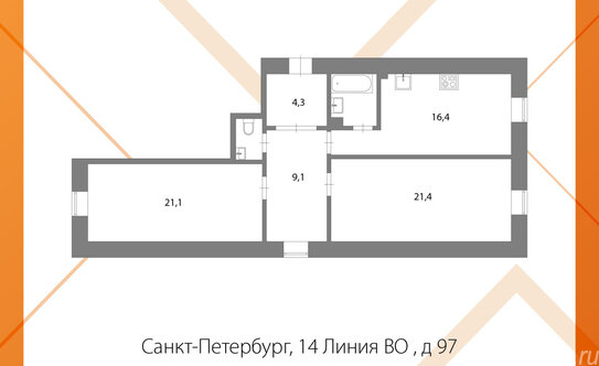Продажа 2-комн квартиры на вторичном рынке 14-я линия,  д. 97