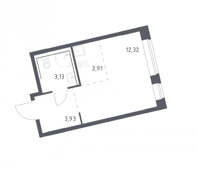 Планировка ЖК Квартал Западный, 15.23 м2