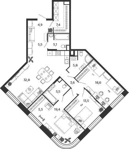 Продажа 3-комн квартиры в новостройке Москва г., Автозаводская ул.,  к. 2.4.1