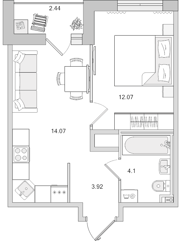 Продажа 1-комн квартиры в новостройке Новосаратовка д., Покровская Дорога ул.,  к. 4.5