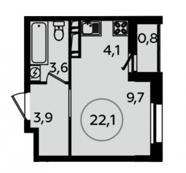 Планировка ЖК Скандинавия, 13.8 м2