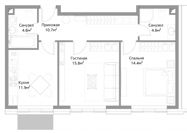 Планировка ЖК Фили Сити, 30.2 м2