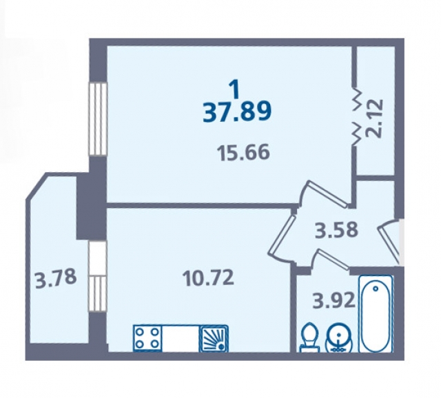 Планировка ЖК Капитан Немо, 17.78 м2