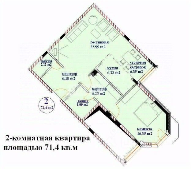 Продажа 2-комн квартиры на вторичном рынке Ивантеевка, улица Новая Слобода,  д. 1