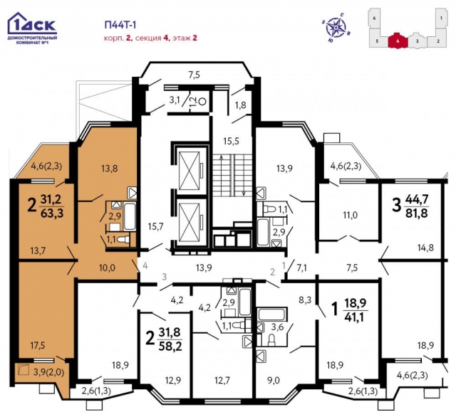 Планировка ЖК Южная Битца, 31.2 м2