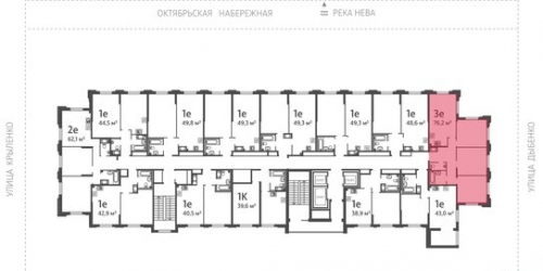 3-комн квартира Октябрьская наб,  д. 42